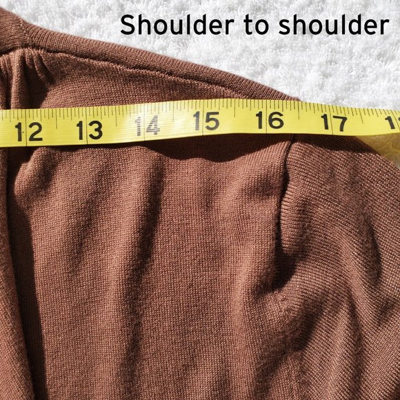 Chelsea & Theodore Fringed Cardigan Sweater Mocha Brown Size XL - Picture 8 of 9